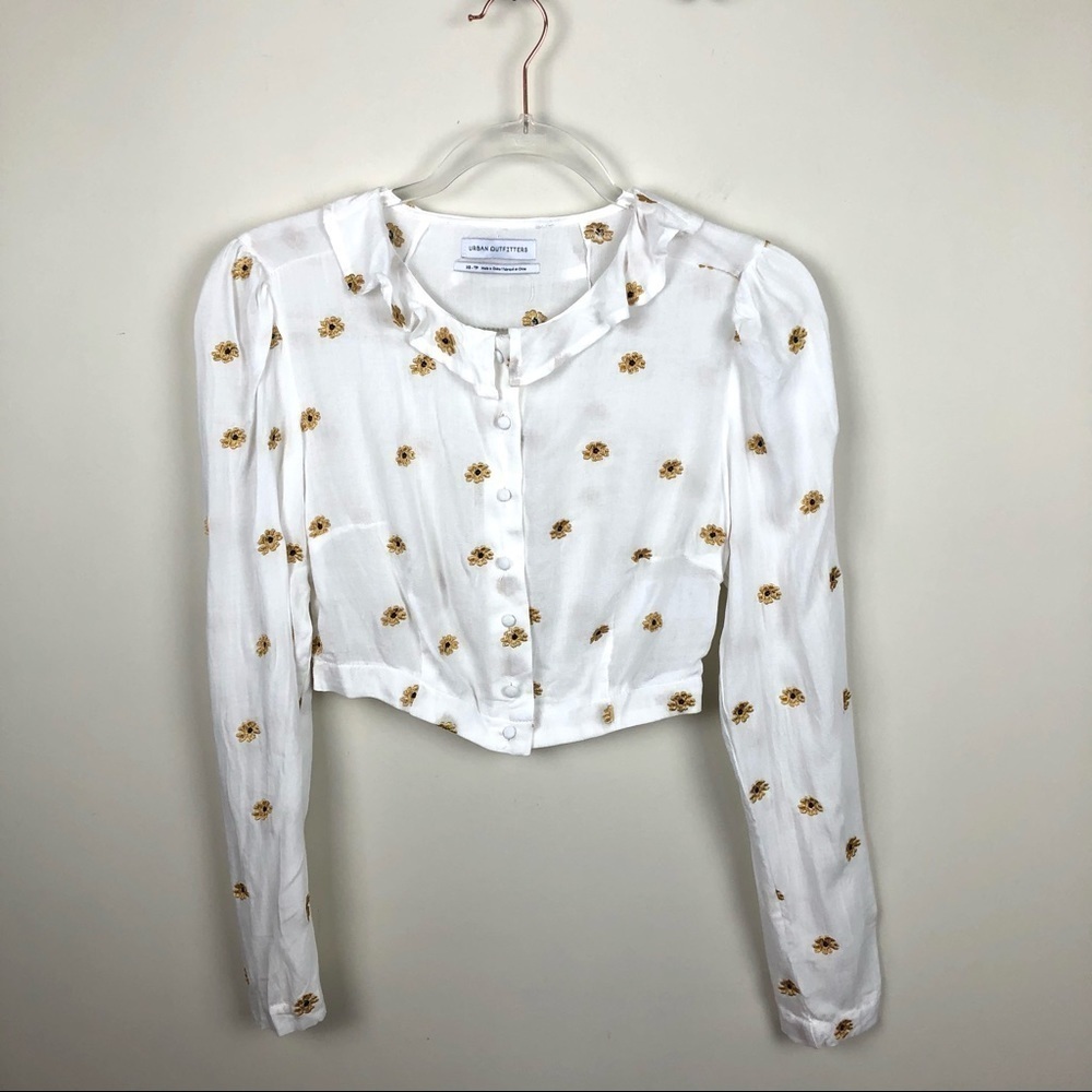 Urban Outfitters Floral Embroidered Crop Top NWOT